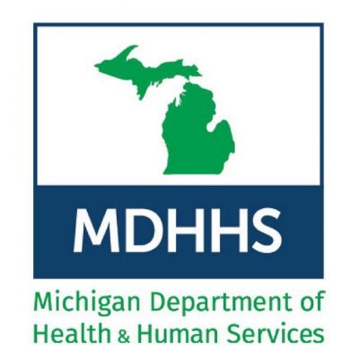 The michigan department of health and human services logo.