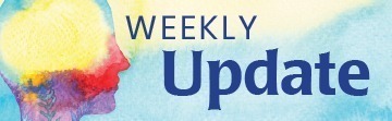 The weekly update logo with a head in the background.