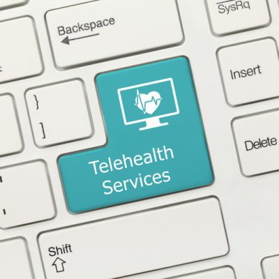 A blue button with the word telehealth services on it.