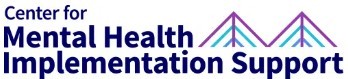 Logo for the Center for Mental Health Implementation Support, featuring two stylized mountain designs in blue and purple.