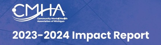 CMHA logo and text reading "2023-2024 Impact Report" on a blue background.