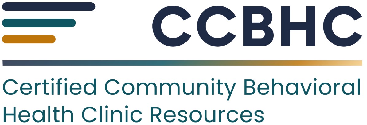 CCBHC logo with stylized horizontal lines and the text: "Certified Community Behavioral Health Clinic Resources.